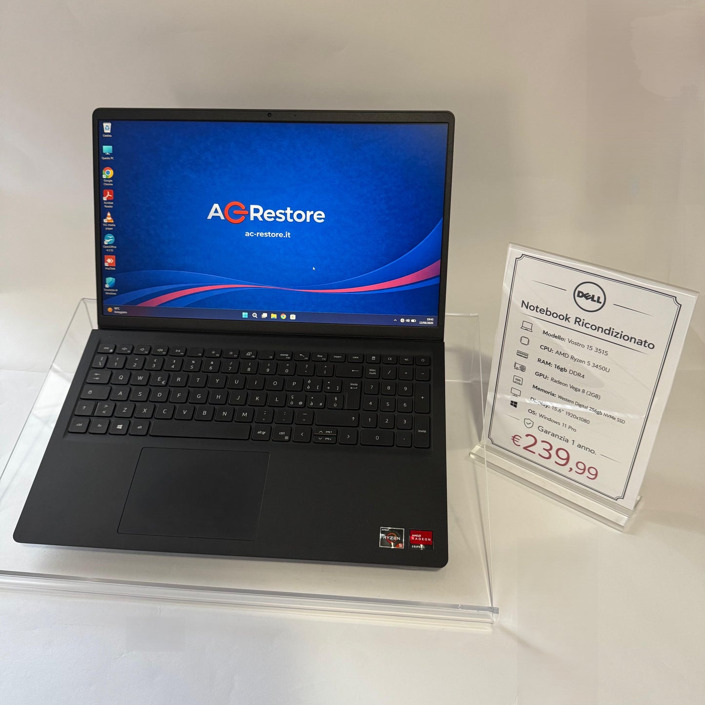 Notebook Dell 15.6" | Ryzen 5 | 16GB | NVMe 256GB | Vega 8 | W11 - Grado A